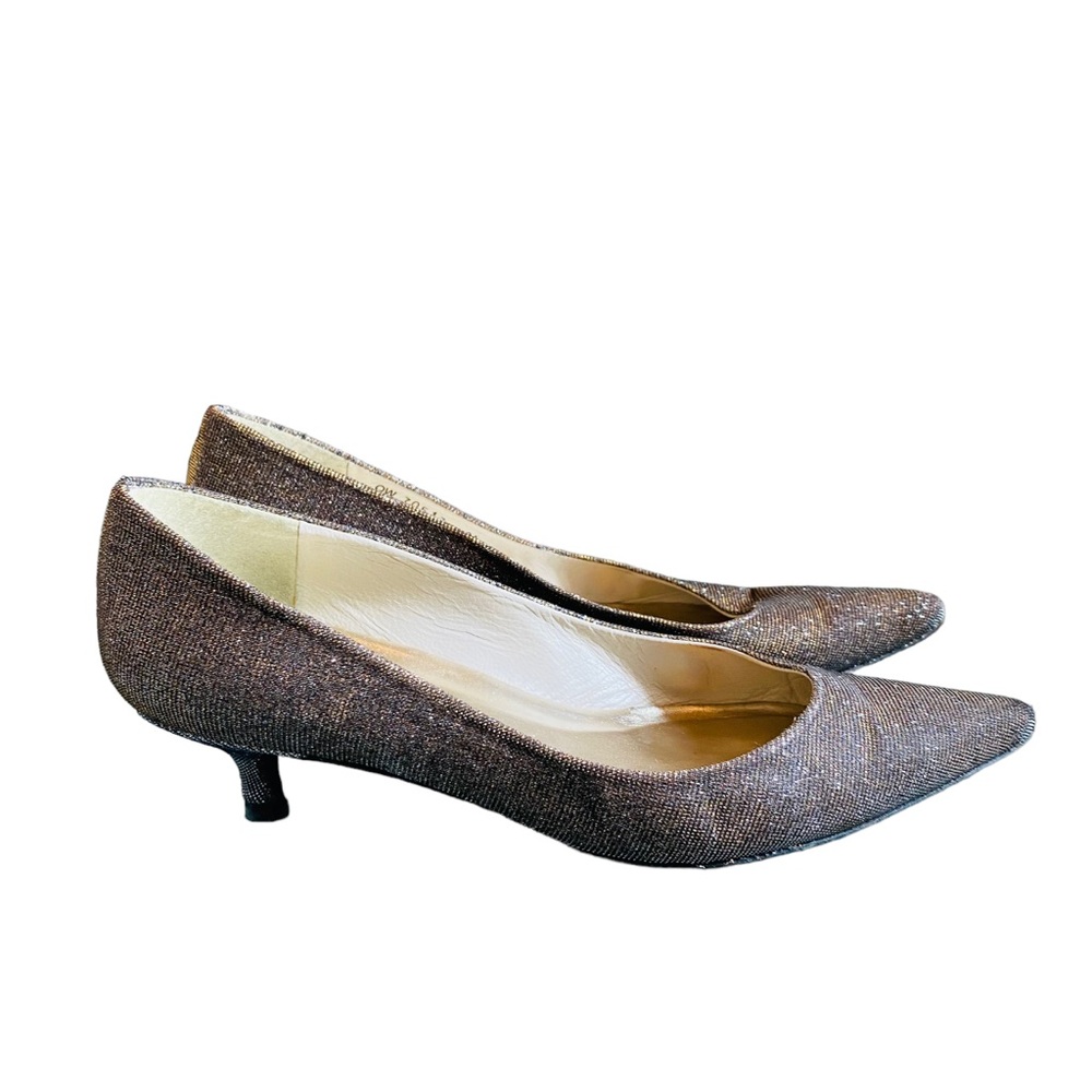 Stuart Weitzman Poco Pyrite Nocturn Glitter Kitten Heel Pumps